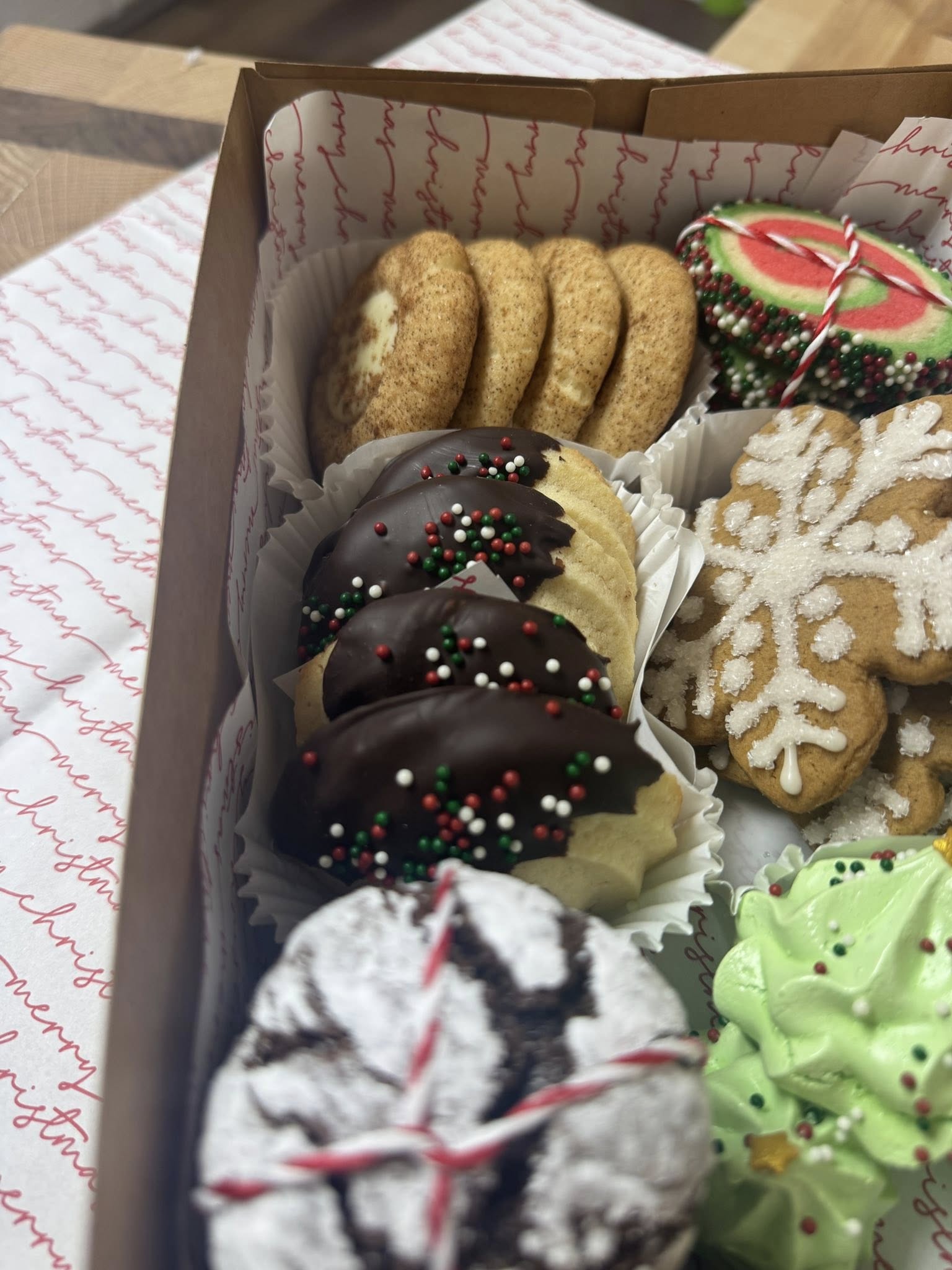 Butter cookies dipped in semisweet chocolate